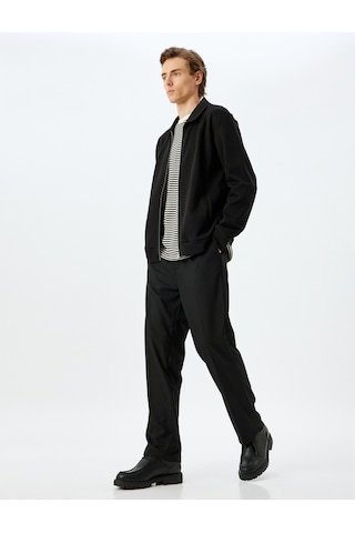 Koton Viskon Karışımlı Düğmeli Kumaş Pantolon Siyah 5wpm40001hw Siyah