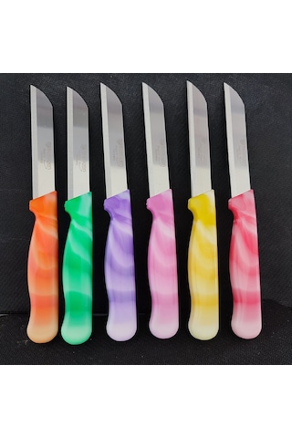Solingen Mermer Desenli Karışık Renkli Tırtıklı Bıçak 6