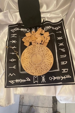Rune Semboli Taşları Run Taşları Örtüsü Pandül Tahtası Pirinç Pandül Sunak Nordic Runes Sarkaç Seti