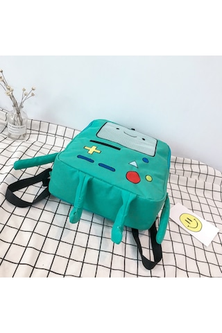 Mufunye Klasik Oyun Konsolu Desenli Çanta - Çift/tek Omuzlu Kullanıma Uygun 29x11.5x39cm - Sarı Kanvas Materyal Çok Renkli