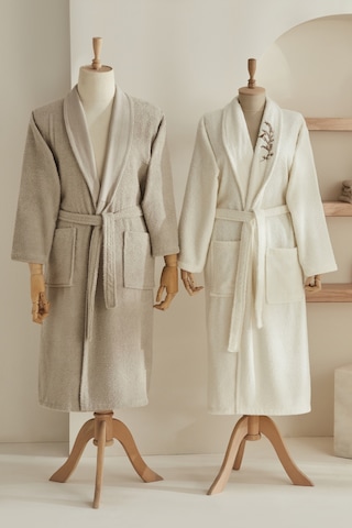 Karaca Home Bird %100 Pamuk Aile Banyo Seti Krem-açık Gri 200.22.11.0486 Gri - Krem