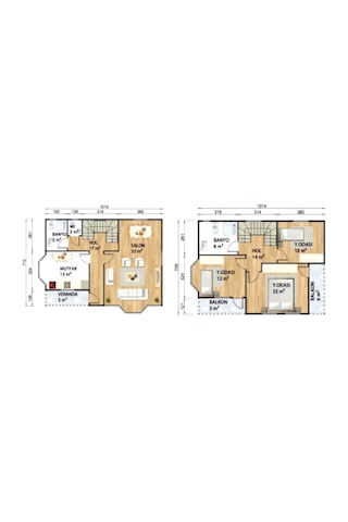 Ballife Prefabrik 155 M2 Standart Dubleks Prefabrik Konut