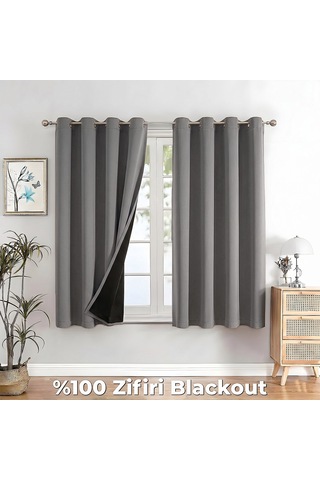 100% Zifiri Blackout Kuşgözü Dikim Tek Kanat Gri