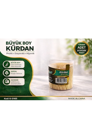 Kürdan Büyük Boy Ahşap Kürdan Hijyenik Paket Tek Kullanımlık Dayanıklı Kürdan Seti 1 Adet Düz Renkli