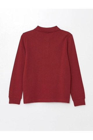 Waynap Unisex Uzun Kol Lakos Polo Yaka Okul Tshirt Bordo