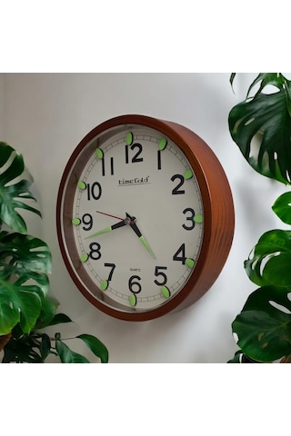 Time Gold Fosforlu Çocuk Odası Küçük Eskitme Duvar Saati Çap 22 Cm Sessiz Akar Saniye Eskitme