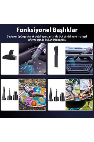 Miaxtreme 17.000pa Güçlü Portatif Vakumlu Kablosuz Üflemeli Mini Araç Süpürgesi