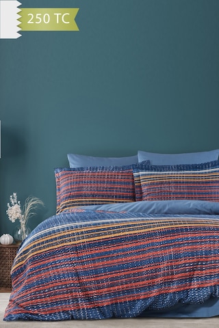 Varol 250 Tc Bambu Karışımlı Pamuk Saten Nevresim Takımı Family Size - Linear Çok Renkli