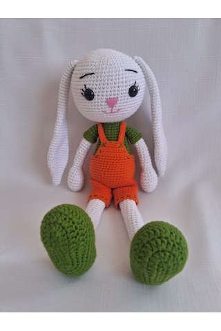 Amigurumi Yeşil Turuncu Uykucu Tavşan Oyuncak