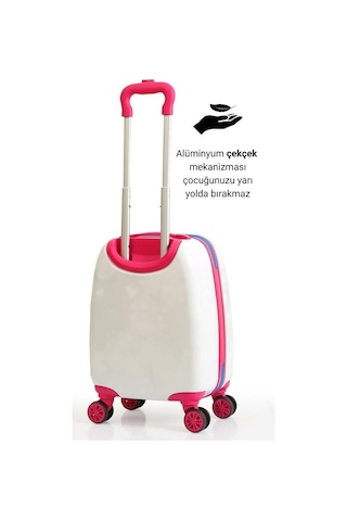 G&d Polo Suitcase Gedox Kids Pembe Beyaz Unicorn Desenli Kız Çocuk Valizi 152