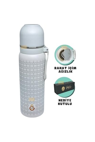 Lisanslı Çift Katlı Paslanmaz Çelik Termos 8 Saat Soğuk Hediye Kutulu Beyaz Çok Renkli