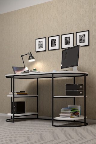 Çalışma Masası 140 Cm Bilgisayar Masası Çok Amaçlı Makyaj Masası Ofis Masası Yemek Masası Beyaz Beyaz