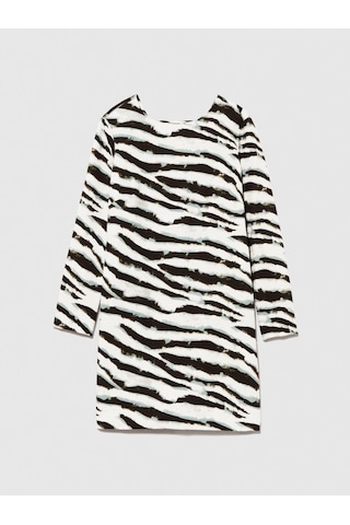 Sisley Desenli Arkası V Yaka Uzun Kollu Elbise Kadın Beyaz T-shirt - 323a4khjlv04t Bej