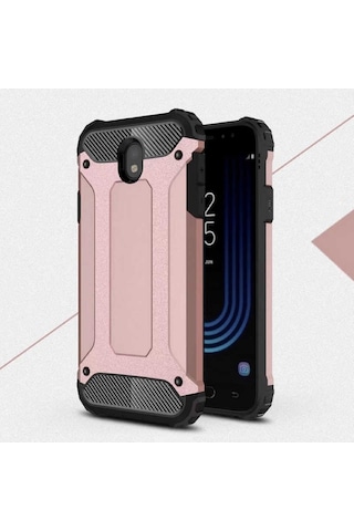 Noktaks - Samsung Galaxy Uyumlu J3 Pro - Kılıf Çift Katman Zırh Tank Crash Military Kapak - Rose Gold