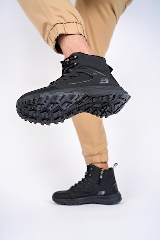 Muggo Alaska Unisex Garantili Trekking Outdoor Bağcıklı Yandan Fermuarlı Kışlık Bot Siyah -siyah