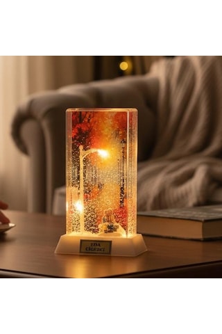 Kişiye Özel Led Işıklı Son Baharda Aşk Temalı Dekoratif Gece Lambası