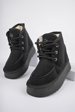 Muggo Puffy Garantili Kalın Taban İçi Tüylü Bağcıklı Günlük Mini Yarım Çocuk Bot 001