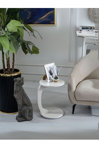 Lunora Ahşap C Yan Sehpa Beyaz