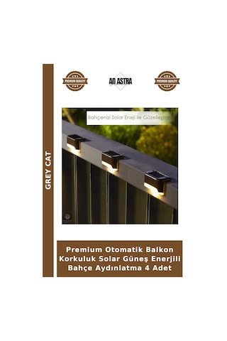 Premium Otomatik Balkon Korkuluk Solar Güneş Enerjili Bahçe Aydınlatma 4 Adet