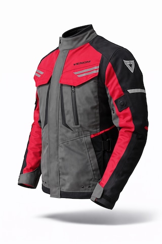 Venom Uzun Kopenhag Kırmızı Motosiklet Ceketi Ce Korumalı