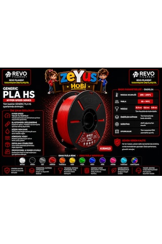 Generic Pla Hs Hyper Speed Filament Kırmızı 1.75 Mm 1000 Gr Kırmızı Filament