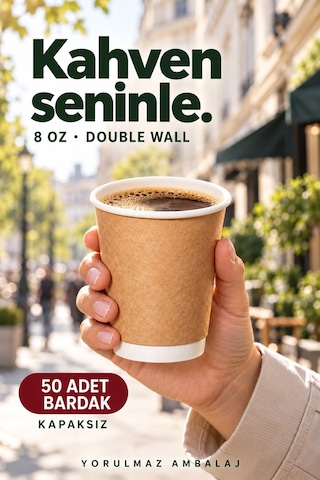 Double Wall Karton Bardak 8 Oz 50 Adet Çift Katmanlı Sıcak İçecek Kağıt Bardak Renkli