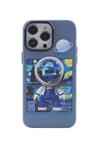 Cosmotex Newface iPhone Uyumlu 14 Pro Kılıf Prada Desenli Kapak - Prada Mavi - 1