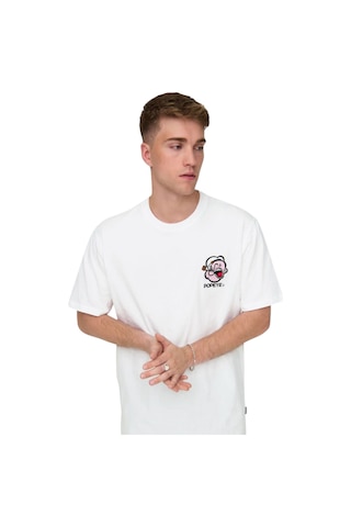 Only Erkek Popeye Regular Kısa Kollu Tişört 22029521 Beyaz