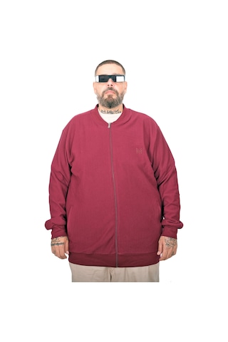 Mode Xl Büyük Beden Hırka Fermuarlı U25824 Bordo Bordo