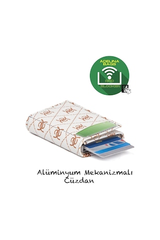 Adelina Bags Unisex Rio Mekanizmalı Otomatik Kızaklı Kartlık Cüzdan Beyaz