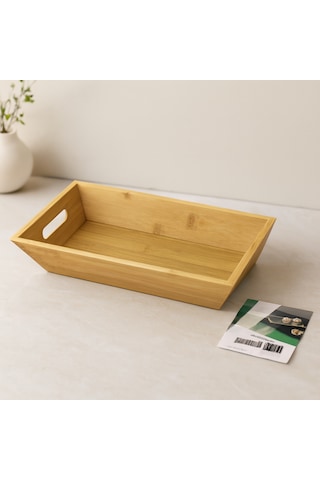 Bambu Dikdörtgen Sunum Tepsisi 16x30x4.5 Cm Çift Kulplu