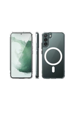 Samsung Galaxy Uyumlu S22 Kılıf Magneticsafe Şeffaf Silikon - Şeffaf