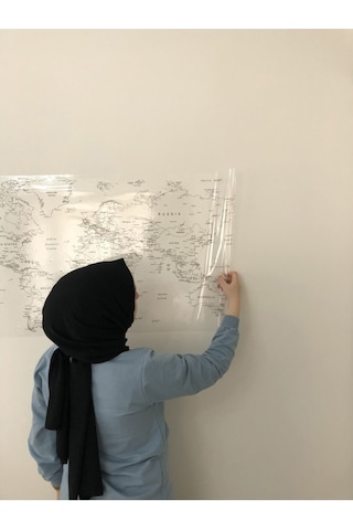 Dünya Haritası Yazı Tahtası Akıllı Kağıt Tahta Yapışkansız Tutuna-Şeffaf