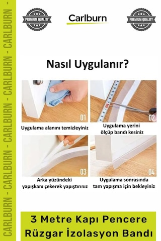 Bant Yapışkanlı Şeffaf Epdm Silikon Sızdırmazlık Fitil 3 Metre Kapı Pencere Rüzgar İzolasyon Bandı