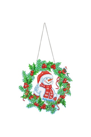 5d Elmas Boya Noel Dıy Yuvarlak Dekorasyon Çelenk Yeşil Kırmızı