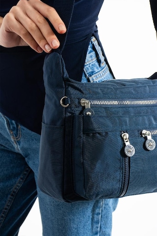 Baginn Kadın Postacı Çanta Hafif Klinkır Kumaş Çok Cepli Çapraz Askılı Omuz Çantası 25 20 Cm Günlük Çanta Lacivert