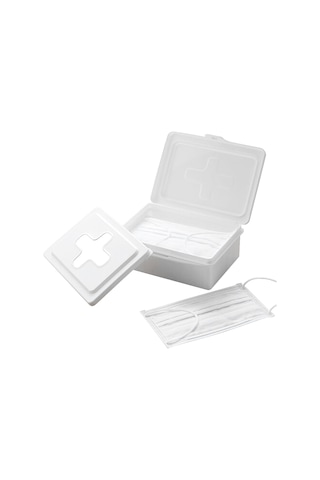 Springsun Çekmeli Kapaklı Saklama Kutusu - Islak Mendil, Makyaj Pamuğu Ve Maske İçin Pratik Çözüm Beyaz