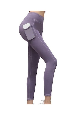 Fastbuy Kadın Yüksek Bel Nefes Alabilen Esnek Şık Spor Tayt Koyu Mor Koyu Mor