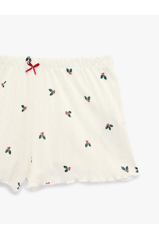 Koton Pamuklu Beli Lastikli Desenli Mini Şort Pijama Altı Mavi Desenli 6wlk80042mk Yeşil Desenli