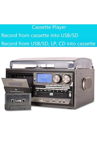 Ultratekno KN-110 Vintage Plak CD Kaset USB Bluetooth TF AUX  Özelikli Pikap