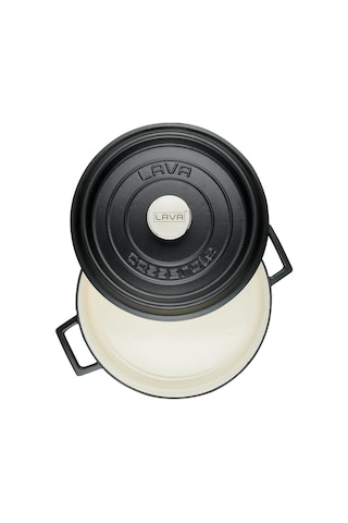 Lava Döküm Çok Amaçlı Yayvan Tencere Döküm Demir Yekpare Kulplu Edition Serisi Çap Ø 28cm Mavi - Siyah