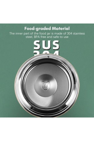 Honmex 500ml 304 Çelik Termos Kavanozu Çocuklar İçin, Isı Saklama Ve Yemek Pişirme Fonksiyonu, Siyah Renk Siyah