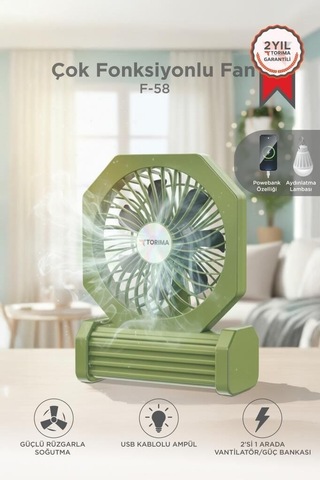 Özel Üretim Şarjlı Masaüstü Vantilatör Powerbank 3600 Mah F58 Taşınabilir Odası Ofis