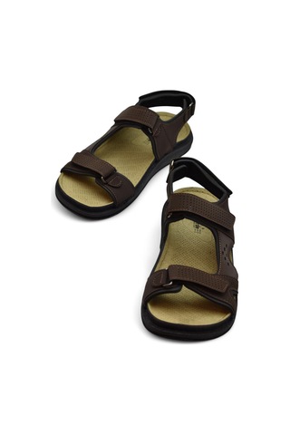 240105 Ortopedik Taban Erkek Sandalet Erkek Cırtlı Sandalet Kahverengi