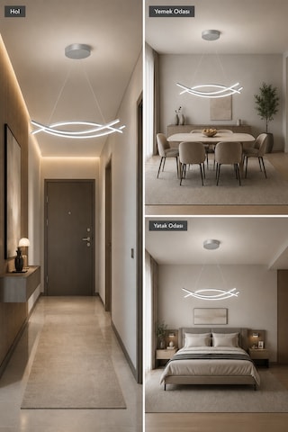 AvizeGO Tavis Led Sarkıt Avize Beyaz Işık Gri