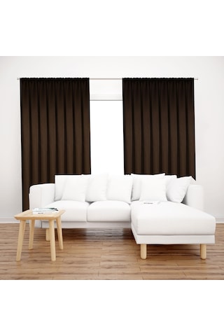 Premier Home Saten Fon Perde 140x260 Kahve Kahverengi