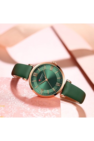 Curren 9079 Quartz Kadin Kol Saati Orjinal Kutusunda -koyu Yeşil Rose Gold