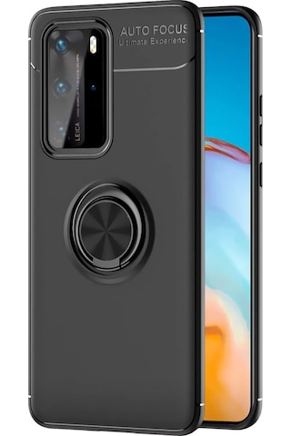 Huawei P40 Pro Kılıf Yüzüklü Tam Korumalı Silikon Kapak