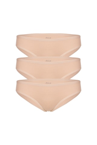 Bsm 3'lü Kadın Ten Pamuklu Kaşkorse Bikini Külot Ten