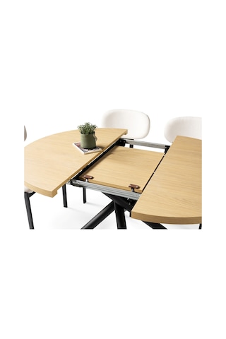 Truva Gala Yuvarlak Açılır Mdf Mutfak Masa Sandalye Takımı 104cm Meşe